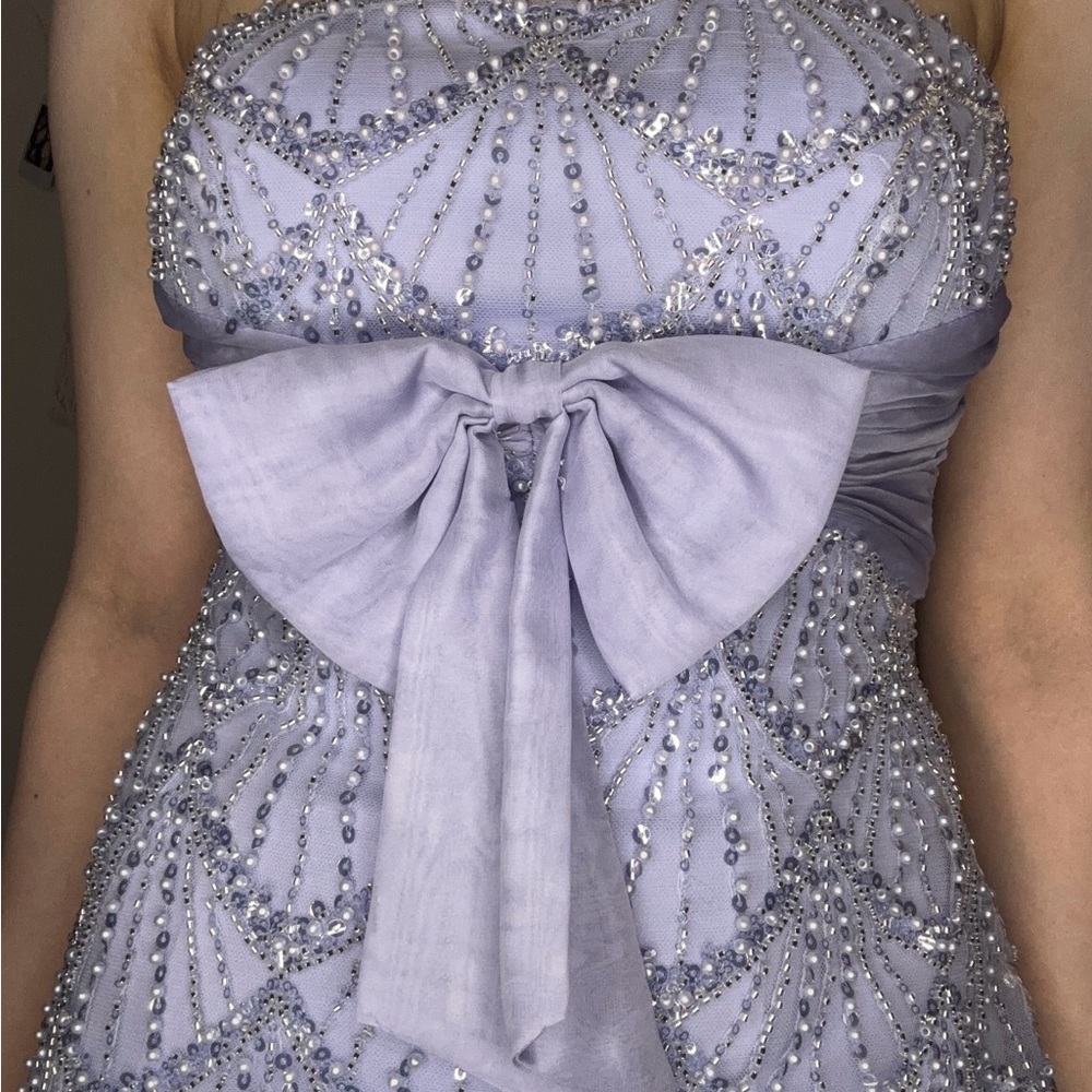 Sherri Hill periwinkle Strapless Embellished Gown